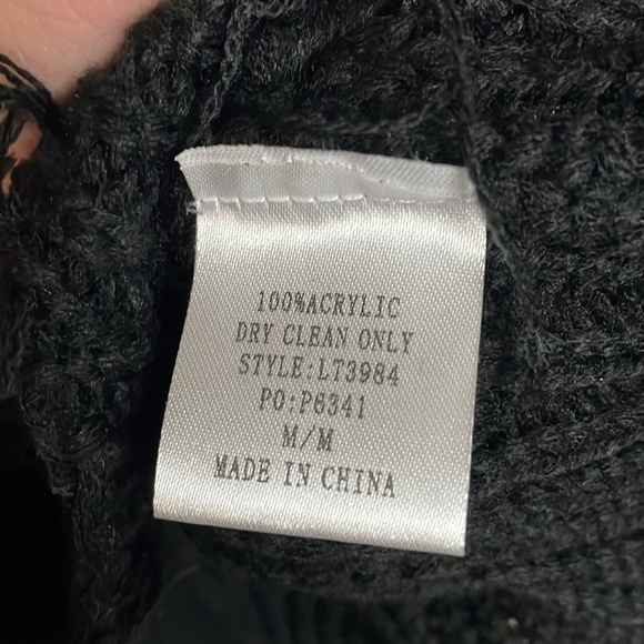 Main Strip size medium black v-neck distress acrylic sweater - Picture 6 of 7